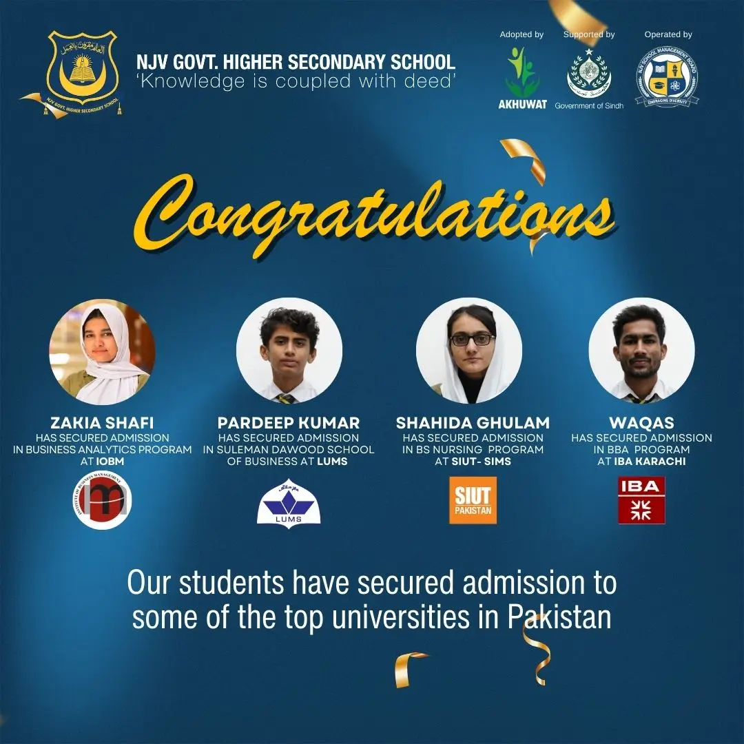 Our students have secured admission to some of the top universities in Pakistan