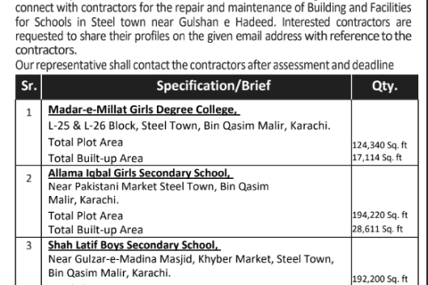 PSM School Infrastructure Tender Notice